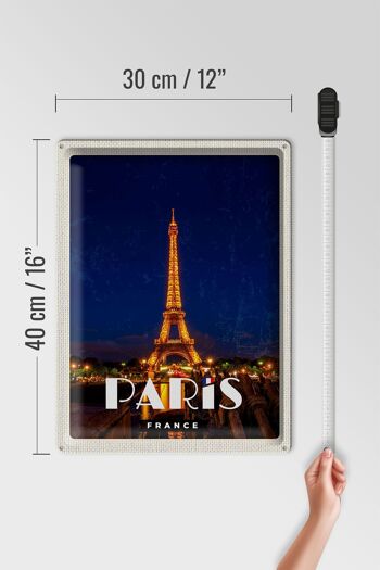 Panneau de voyage en étain, 30x40cm, Paris, France, tour Eiffel, veilleuses 4