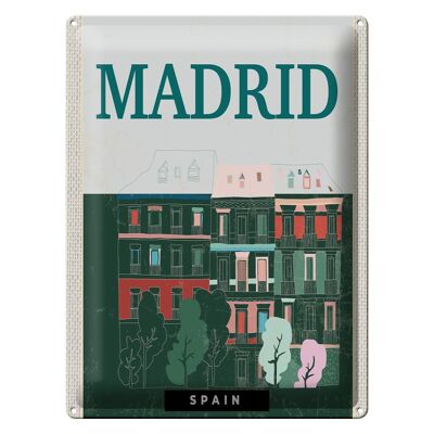 Blechschild Reise 30x40cm Madrid Spain Erinnerungen Retro