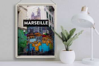 Plaque en tôle voyage 30x40cm Marseille France destination de voyage 3