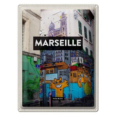 Cartel de chapa viaje 30x40cm Marsella Francia destino de viaje