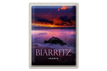 Plaque tôle voyage 30x40cm Biarritz France coucher de soleil 1