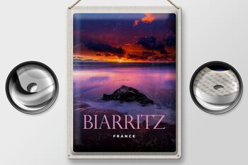 Plaque tôle voyage 30x40cm Biarritz France coucher de soleil 2