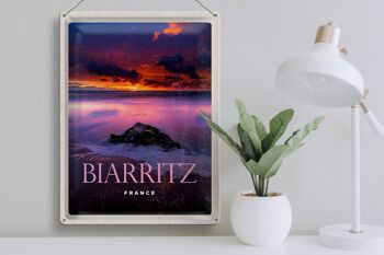 Plaque tôle voyage 30x40cm Biarritz France coucher de soleil 3