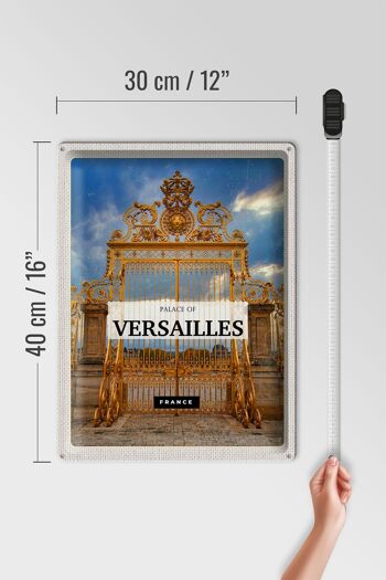 Plaque en tôle voyage 30x40cm Château de Versailles France porte dorée 4