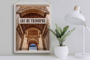 Plaque en tôle voyage 30x40cm Arc de Triomphe Paris par le bas 3
