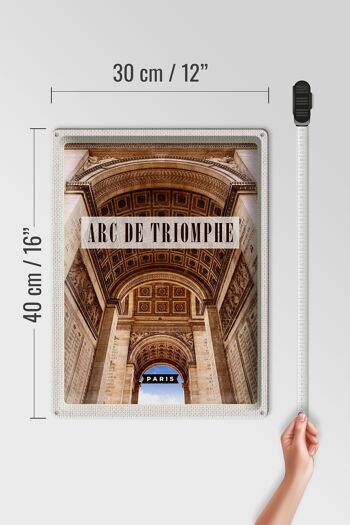Plaque en tôle voyage 30x40cm Arc de Triomphe Paris par le bas 4