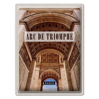Cartel de chapa viaje 30x40cm Arco de Triunfo París desde abajo