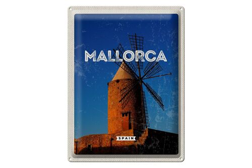 Blechschild Reise 30x40cm Mallorca Spain Retro Windmühle
