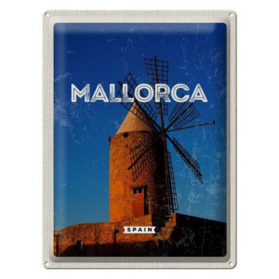 Cartel de chapa de viaje 30x40cm Mallorca España Retro Molino de viento