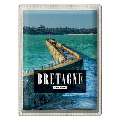Cartel de chapa de viaje, 30x40cm, Bretaña, Francia, destino de viaje, vacaciones