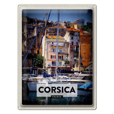 Targa in metallo da viaggio 30x40 cm Corsica Francia destinazione regalo per le vacanze