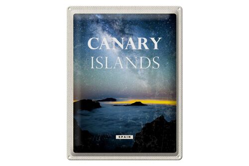 Blechschild Reise 30x40cm Canary Islands Spain Nacht Sterne