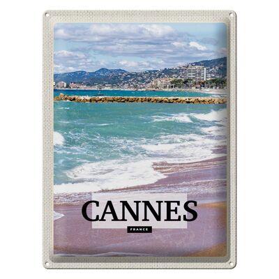 Cartel de chapa de viaje, 30x40cm, Cannes, Francia, mar, playa, regalo
