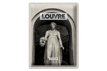 Plaque en étain voyage 30x40cm, musée du Louvre, figurine en marbre, dame 1