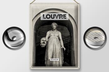 Plaque en étain voyage 30x40cm, musée du Louvre, figurine en marbre, dame 2