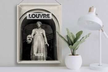 Plaque en étain voyage 30x40cm, musée du Louvre, figurine en marbre, dame 3