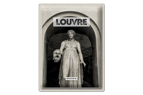 Blechschild Reise 30x40cm Louvre Museum Marmorfigur Dame