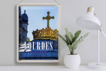 Plaque tôle voyage 30x40cm Lourdes Sanctuaire Notre-Dame cadeau 3