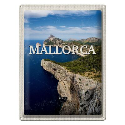Cartel de chapa de viaje, 30x40cm, Mallorca, España, mar, montañas, Retro