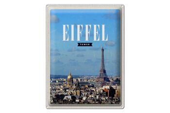 Panneau en étain voyage 30x40cm, tour Eiffel, image panoramique, Destination de voyage 1