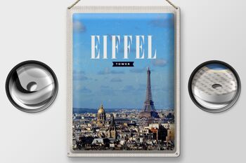 Panneau en étain voyage 30x40cm, tour Eiffel, image panoramique, Destination de voyage 2