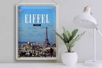 Panneau en étain voyage 30x40cm, tour Eiffel, image panoramique, Destination de voyage 3