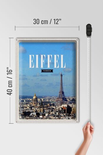 Panneau en étain voyage 30x40cm, tour Eiffel, image panoramique, Destination de voyage 4