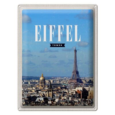 Targa in metallo da viaggio 30x40 cm Torre Eiffel Panorama Immagine Destinazione di viaggio