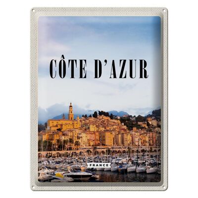 Cartel de chapa Travel 30x40cm Costa Azul Francia Imagen panorámica