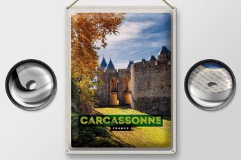 Signe en étain voyage 30x40cm Carcassonne France Destination de voyage vacances 2