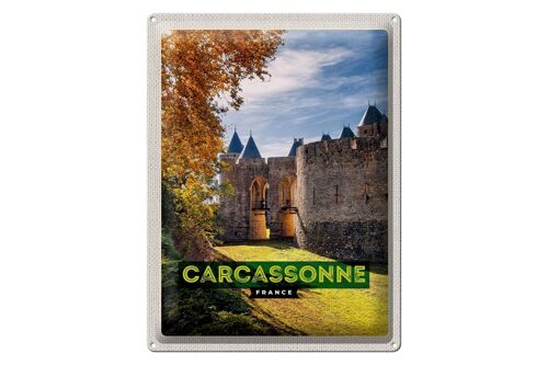 Blechschild Reise 30x40cm Carcassonne France Reiseziel Urlaub