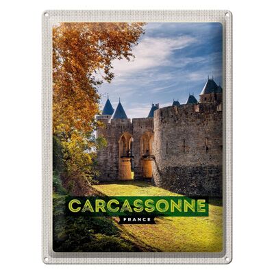 Signe en étain voyage 30x40cm Carcassonne France Destination de voyage vacances