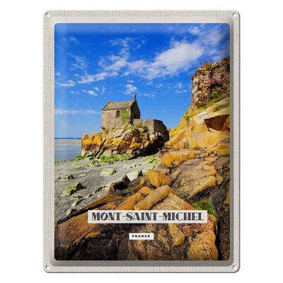 Cartel de chapa viaje 30x40cm Mont-Saint-Michel destino turístico turismo