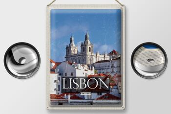 Signe en étain voyage 30x40cm, Architecture de Lisbonne, Portugal, Destination de voyage 2