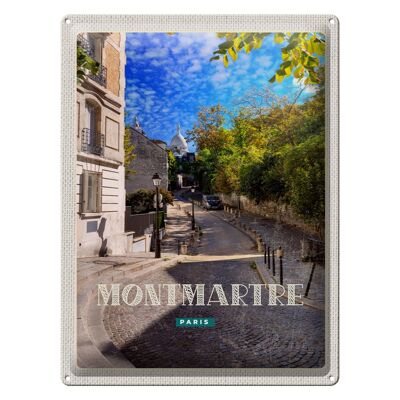 Targa in metallo da viaggio 30x40 cm Montmartre Paris Street