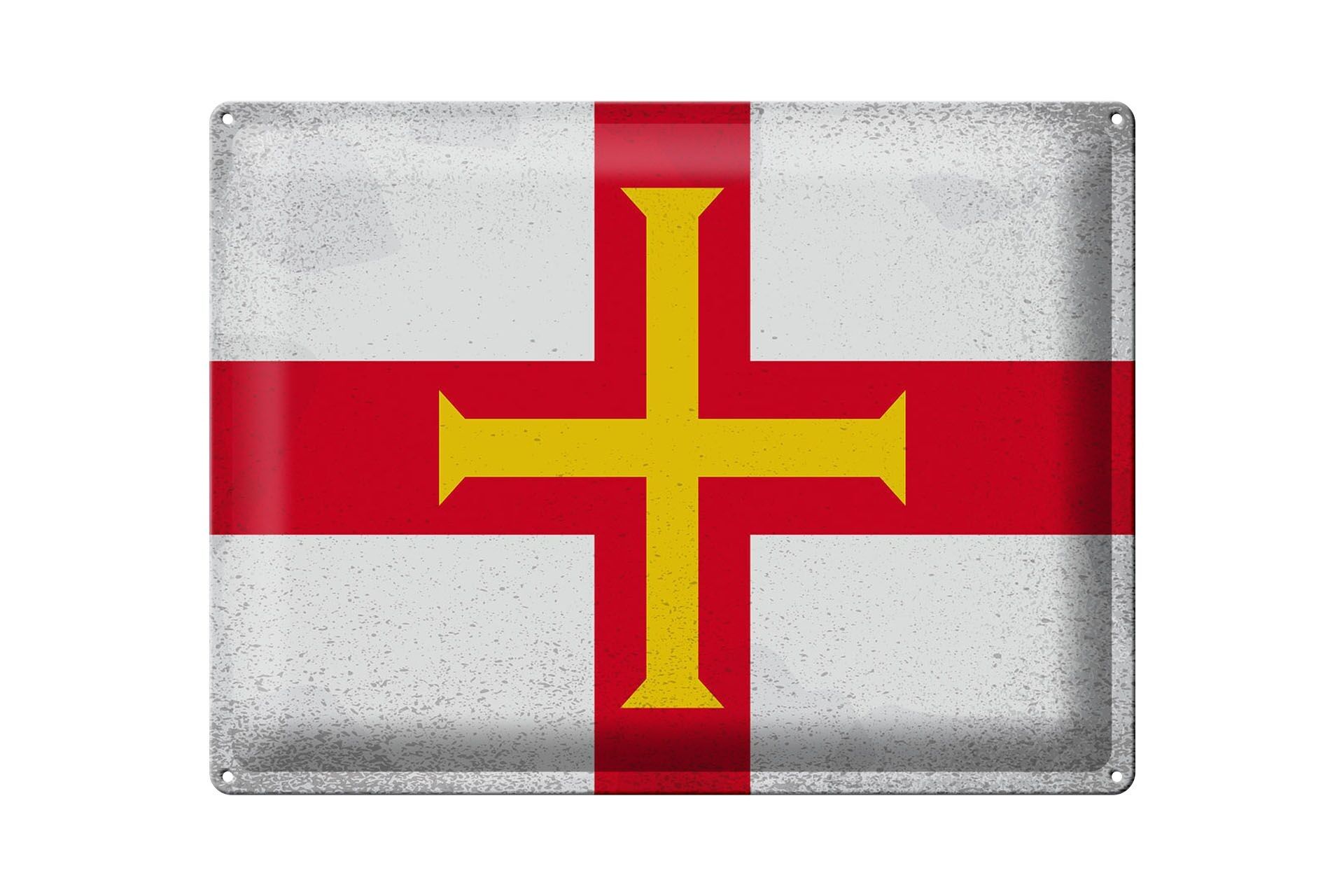 Targa in metallo Bandiera Guernsey 40x30 cm Bandiera Guernsey Vintage