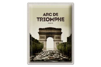 Panneau de voyage en étain, 30x40cm, Arc de Triomphe Paris, image rétro 1
