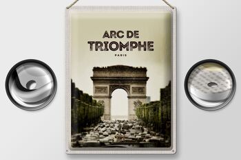 Panneau de voyage en étain, 30x40cm, Arc de Triomphe Paris, image rétro 2