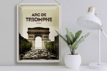 Panneau de voyage en étain, 30x40cm, Arc de Triomphe Paris, image rétro 3
