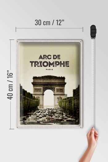 Panneau de voyage en étain, 30x40cm, Arc de Triomphe Paris, image rétro 4