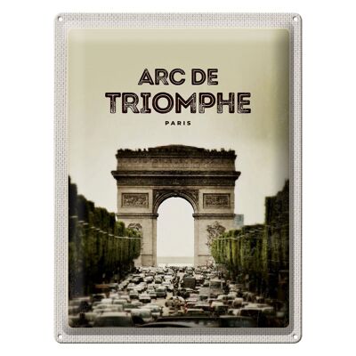 Blechschild Reise 30x40cm Arc de Triomphe Paris Retro Bild