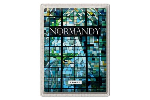 Blechschild Reise 30x40cm Normandy Frnace Mosaik Kunst