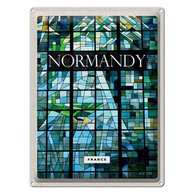 Blechschild Reise 30x40cm Normandy Frnace Mosaik Kunst