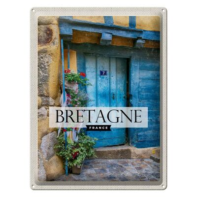 Cartel de chapa de viaje, 30x40cm, Bretaña, Francia, puerta de madera, 7, regalo