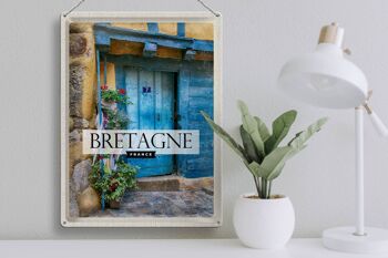 Plaque en étain voyage 30x40cm Bretagne France porte en bois 7 cadeau 3