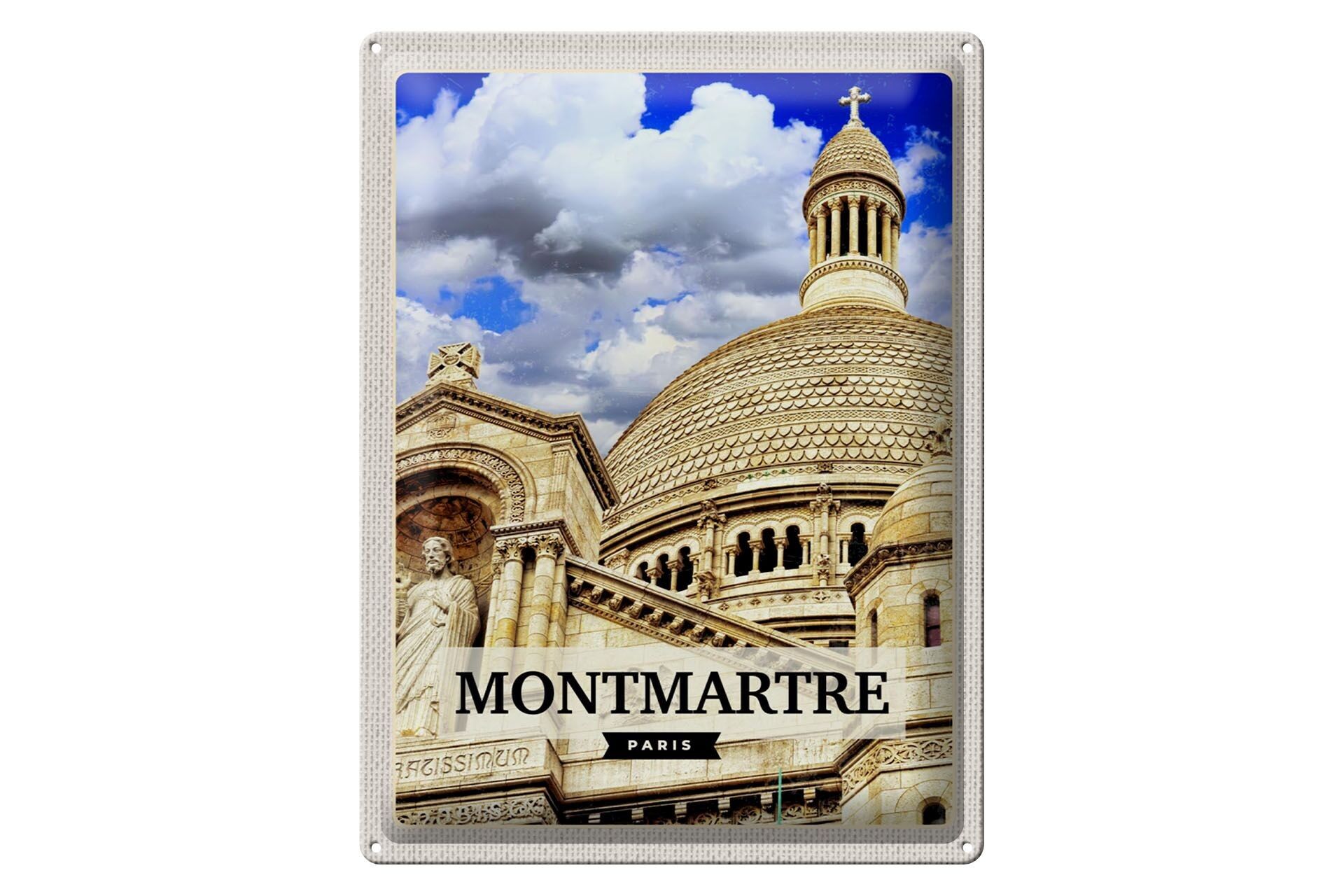 Targa in metallo da viaggio 30x40 cm Montmartre Paris Architecture Gift