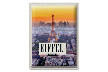 Plaque en tôle voyage 30x40cm Tour Eiffel ville coucher de soleil 1