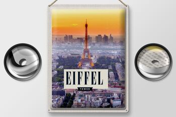 Plaque en tôle voyage 30x40cm Tour Eiffel ville coucher de soleil 2