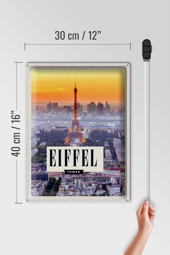 Plaque en tôle voyage 30x40cm Tour Eiffel ville coucher de soleil 4