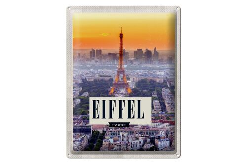 Blechschild Reise 30x40cm Eiffel tower Sonnenuntergang Stadt